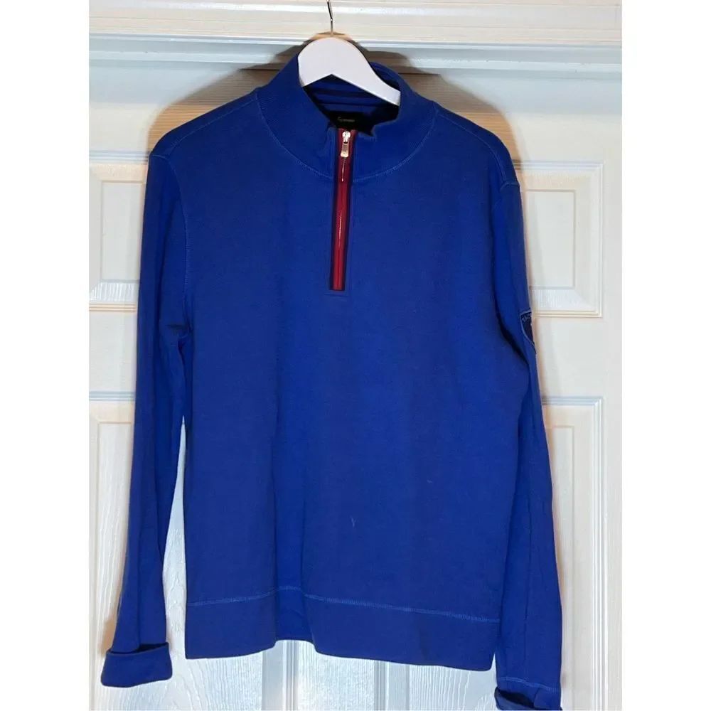 Faconnable Royal Blue Quarter Zip Sweater sz M